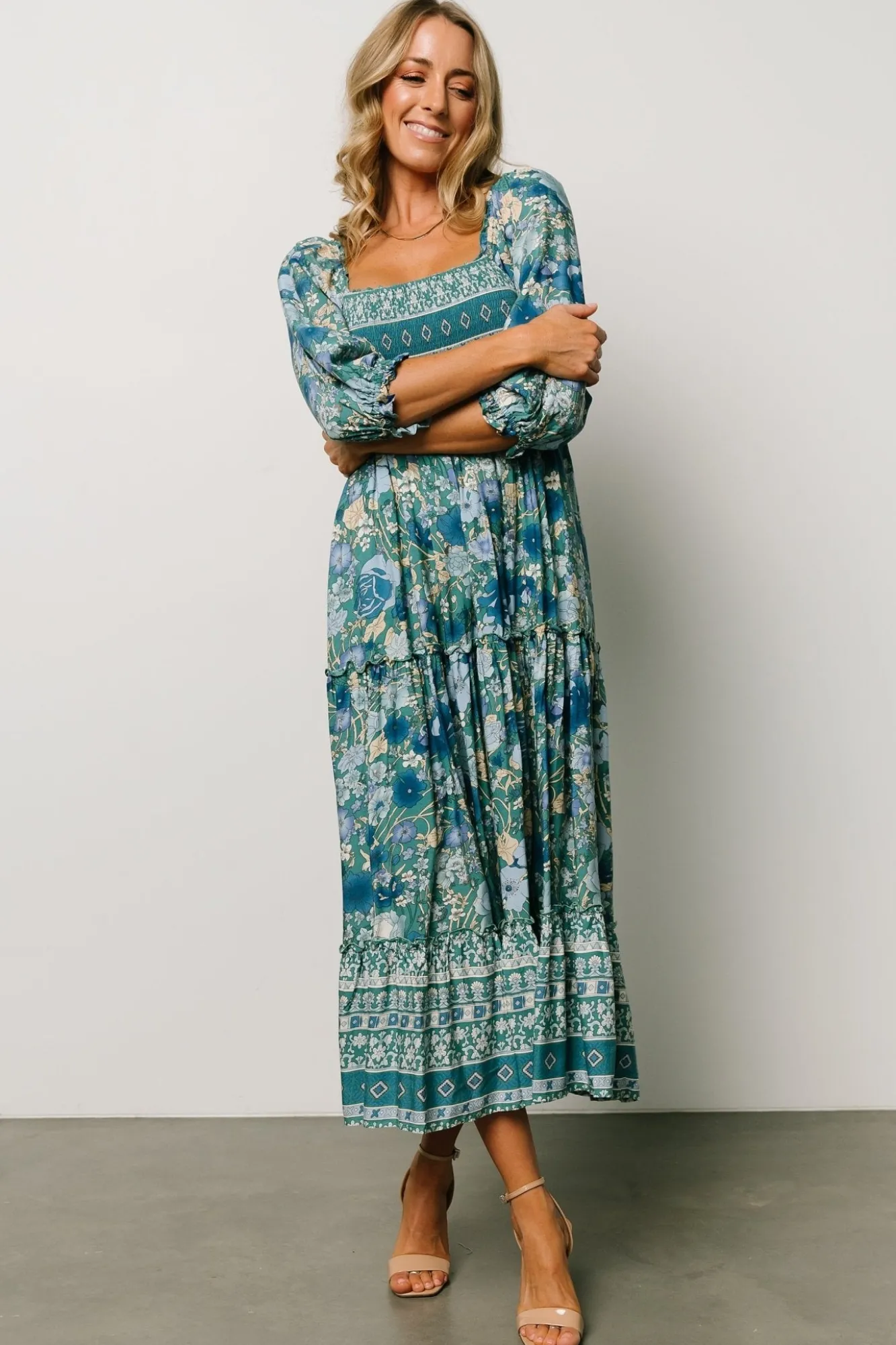 Baltic Born Shanna Tiered Dress | Emerald Multi