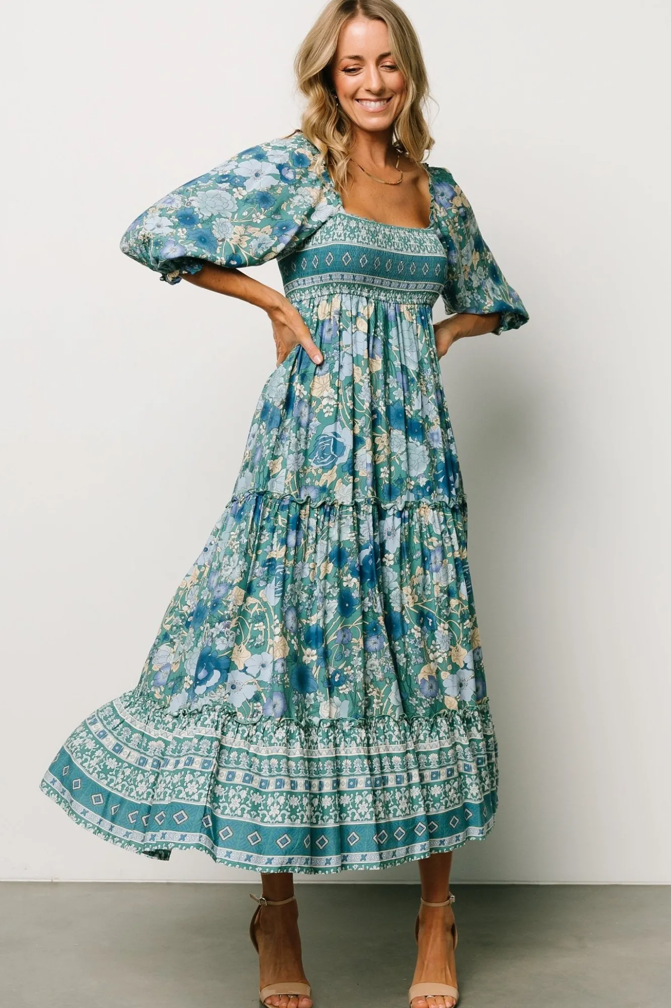 Baltic Born Shanna Tiered Dress | Emerald Multi