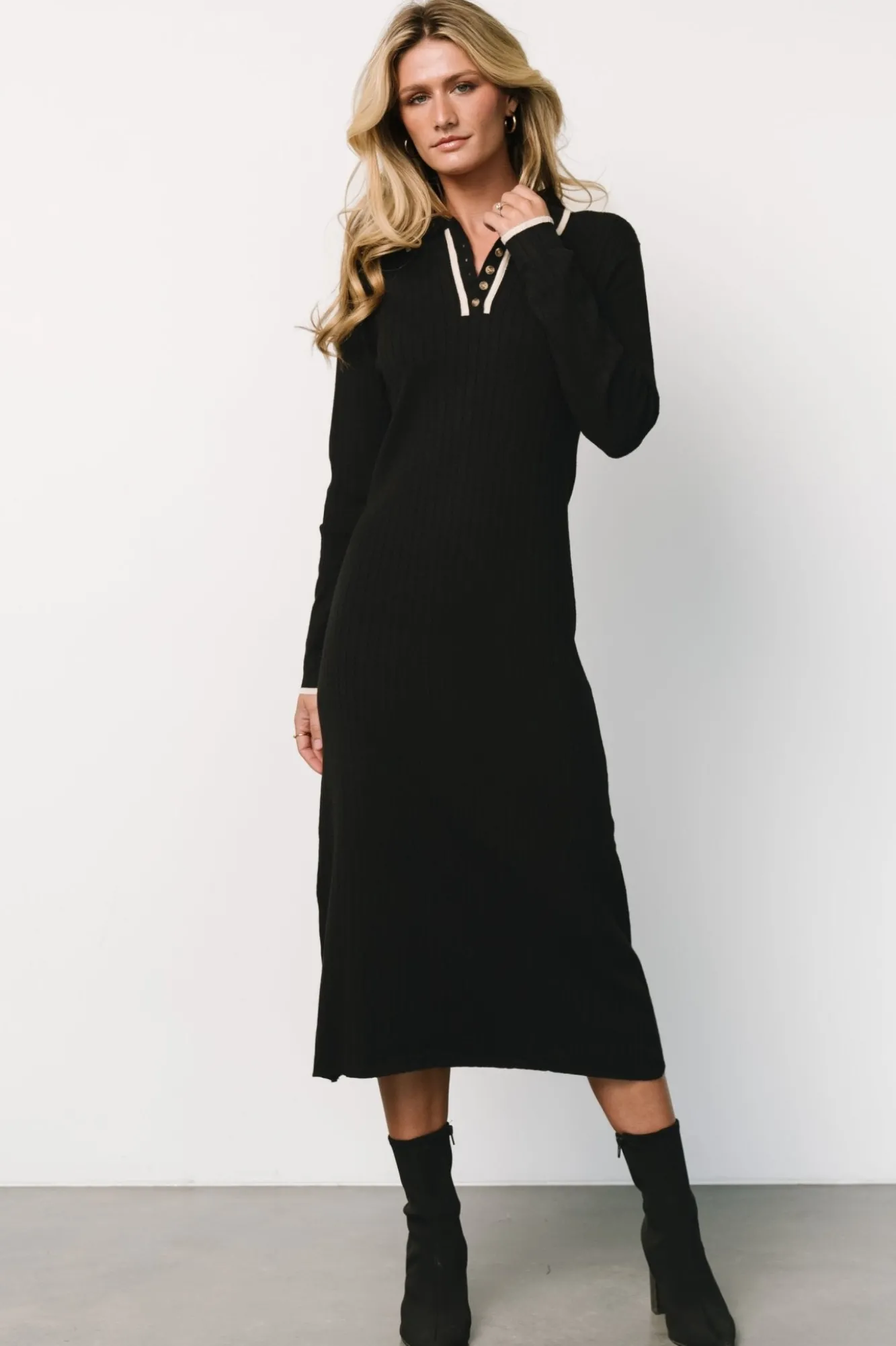 Baltic Born Shantel Polo Dress | Black + Cream