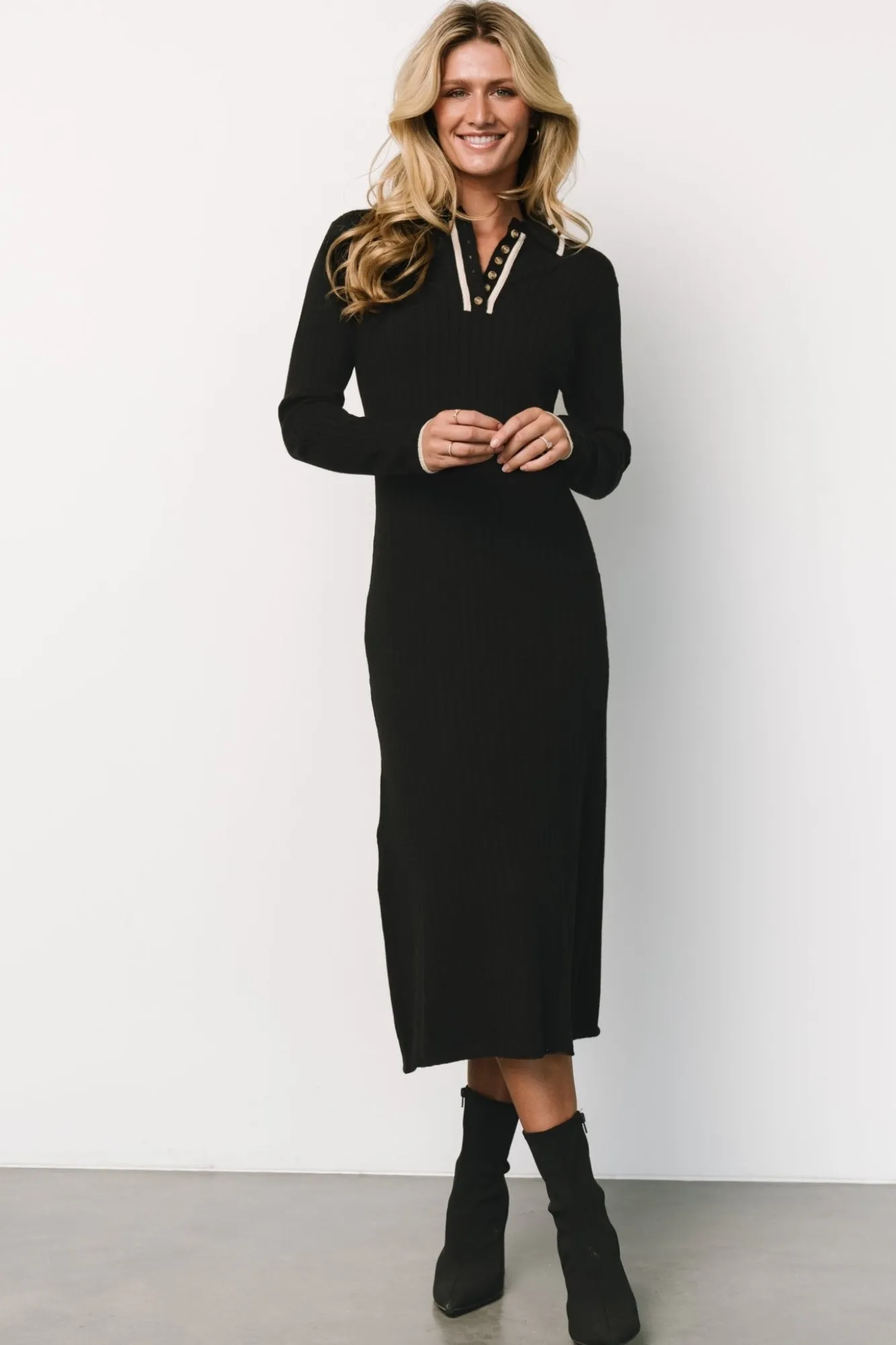 Baltic Born Shantel Polo Dress | Black + Cream