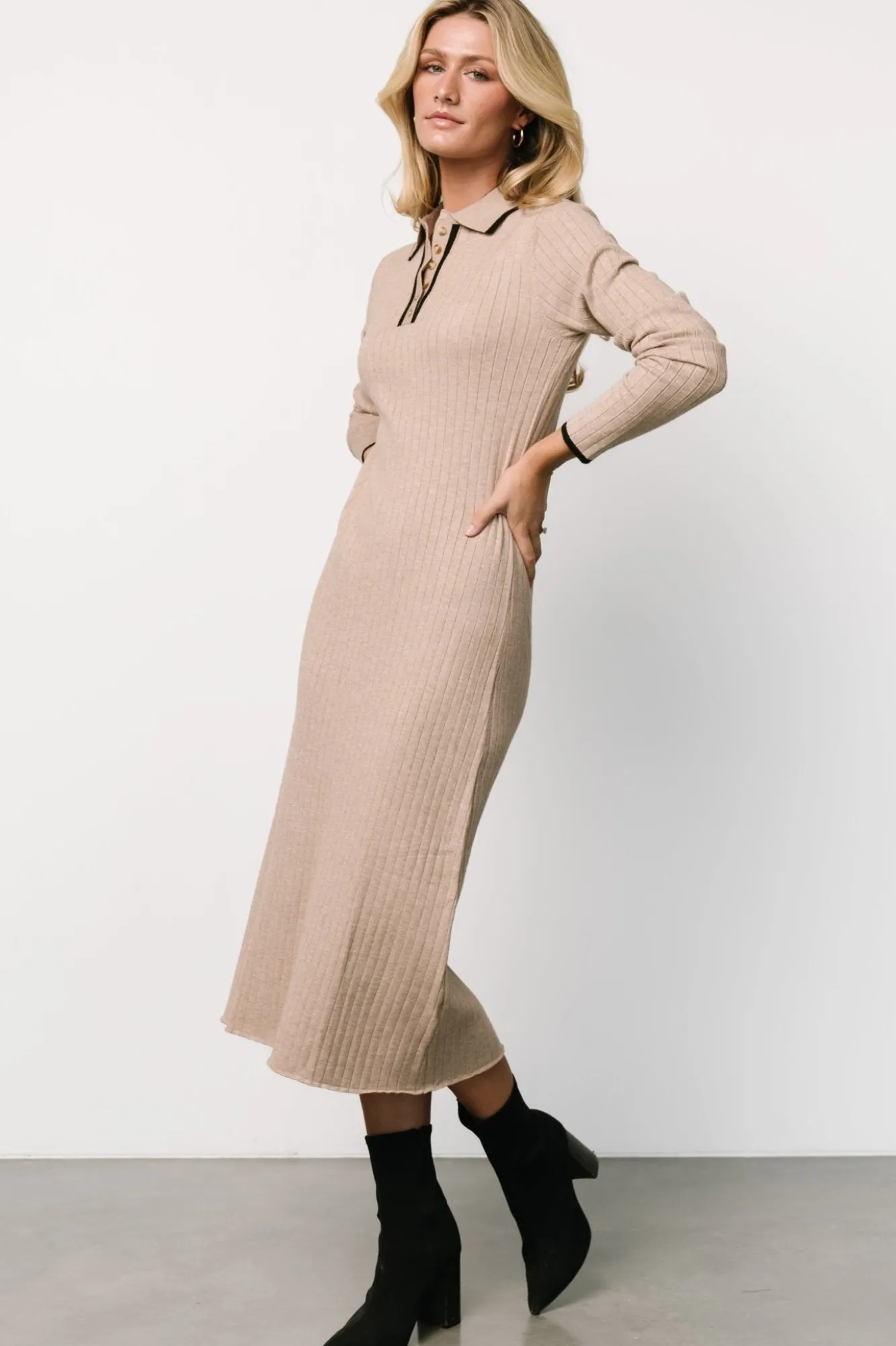 Baltic Born Shantel Polo Dress | Taupe + Black