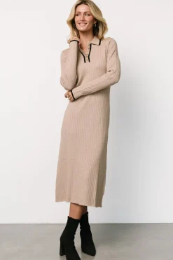 Baltic Born Shantel Polo Dress | Taupe + Black