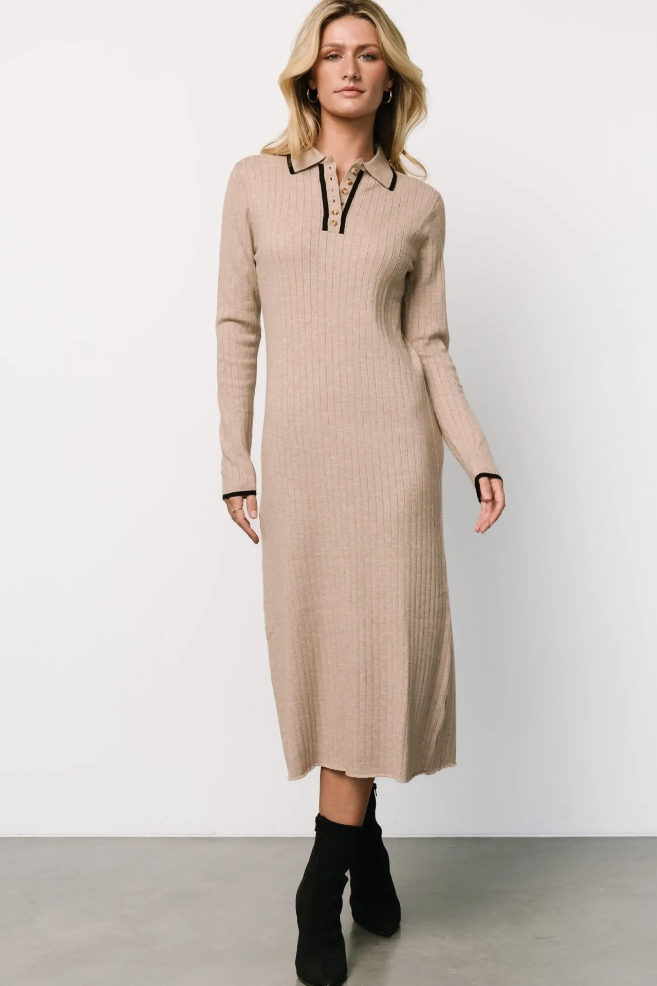 Baltic Born Shantel Polo Dress | Taupe + Black