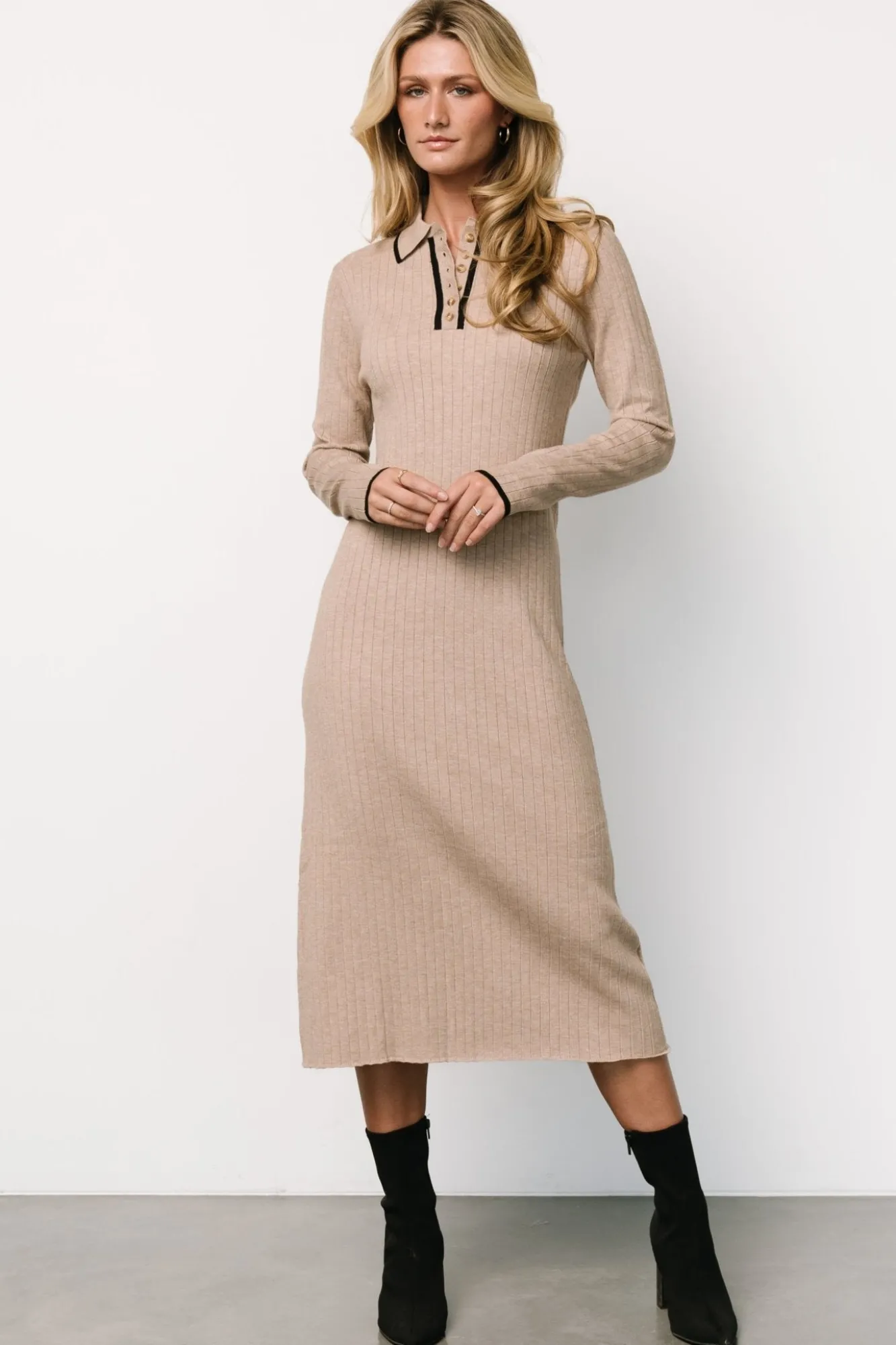 Baltic Born Shantel Polo Dress | Taupe + Black