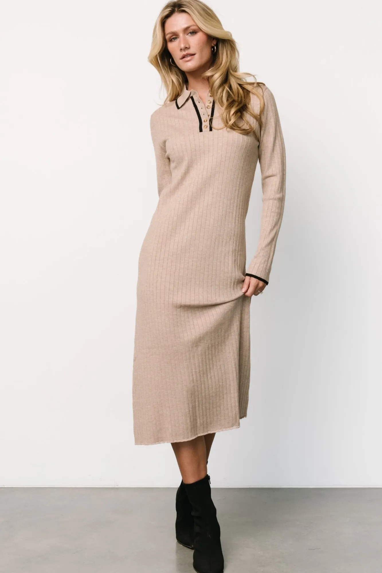 Baltic Born Shantel Polo Dress | Taupe + Black