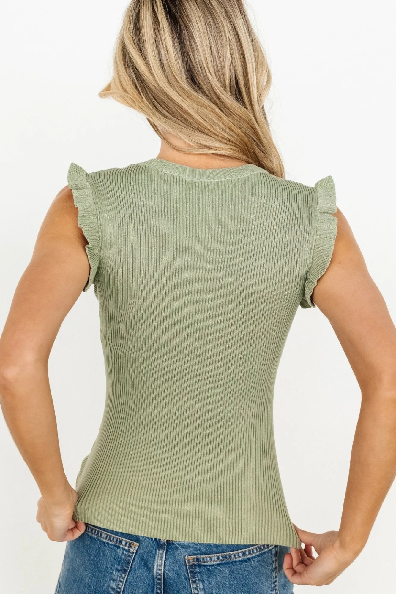 Baltic Born Shay Ribbed Top | Dusty Sage