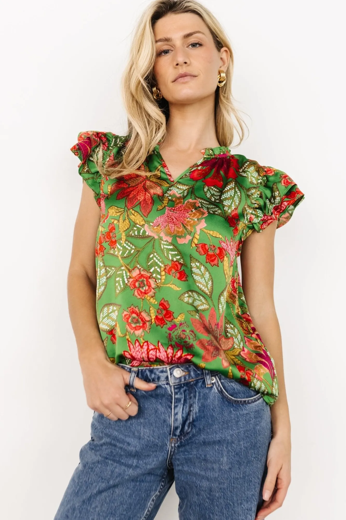 Baltic Born Skyler Ruffle Top | Green Multi