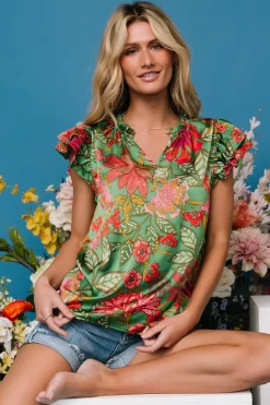 Baltic Born Skyler Ruffle Top | Green Multi