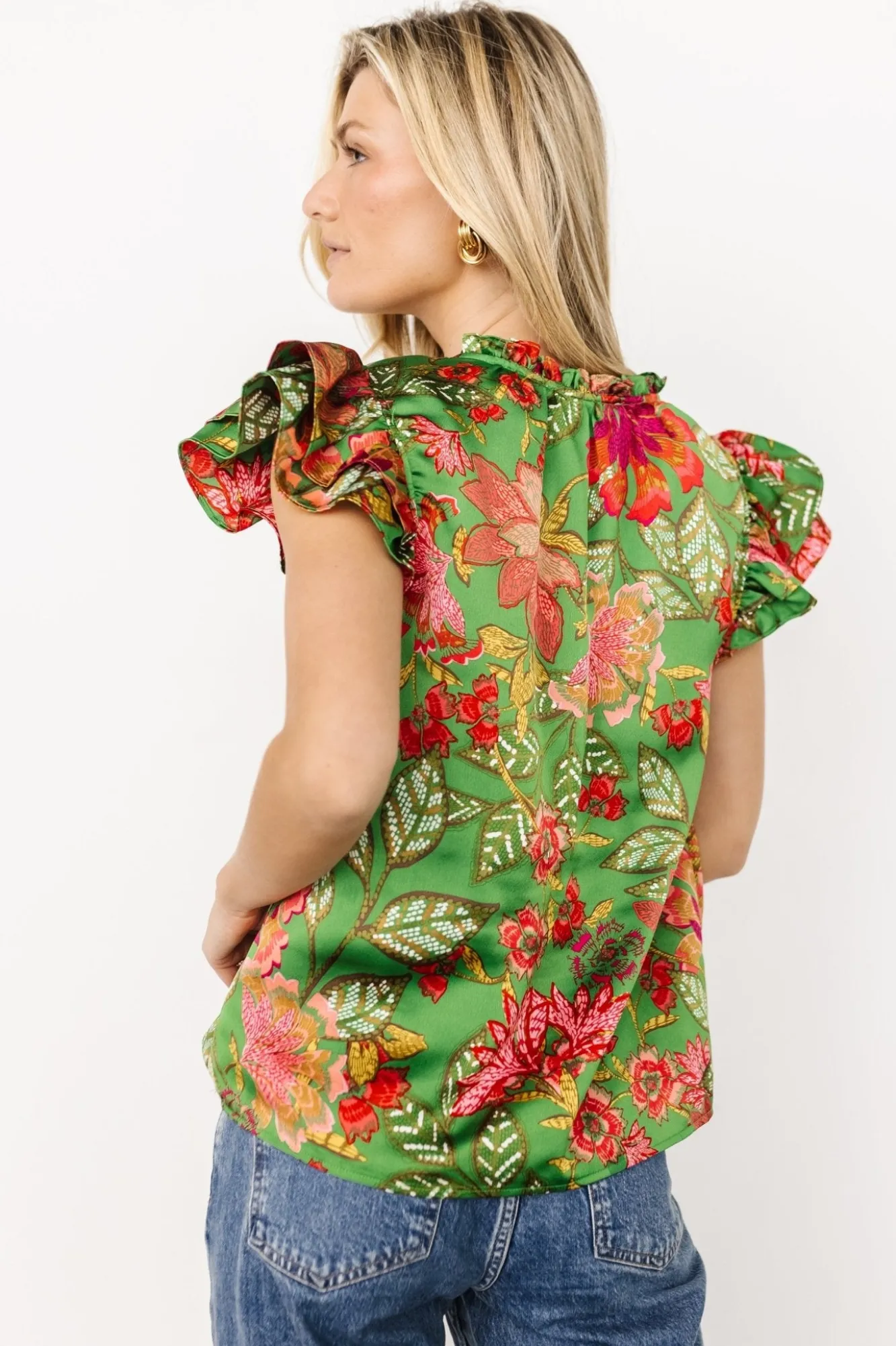 Baltic Born Skyler Ruffle Top | Green Multi