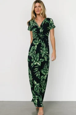 Baltic Born Soleil Maxi Dress | Black Leaf Print