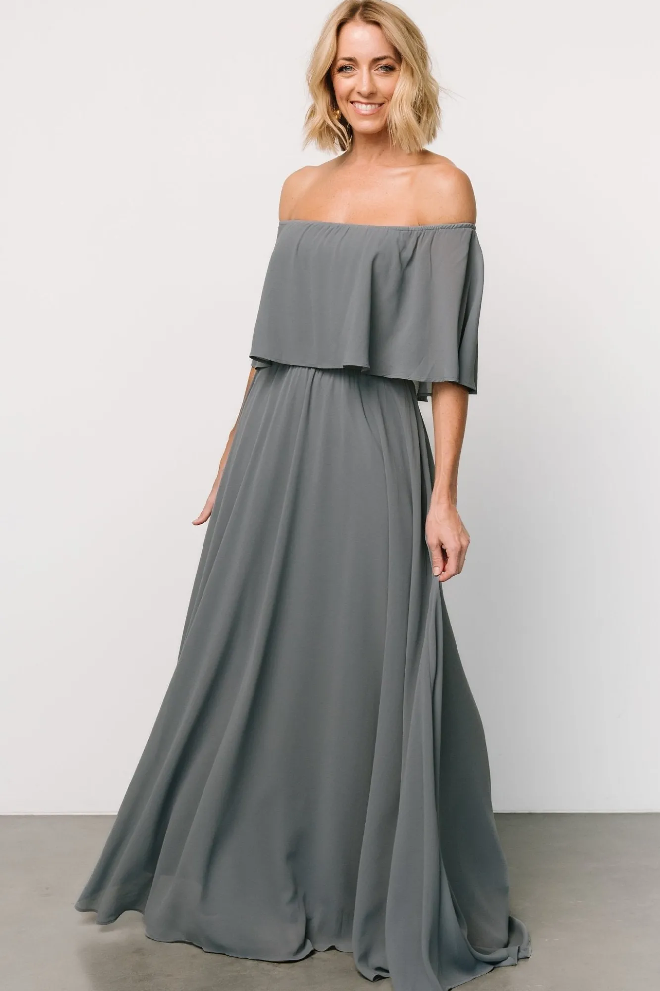 Baltic Born Sonia Off Shoulder Maxi Dress | Dusty Blue