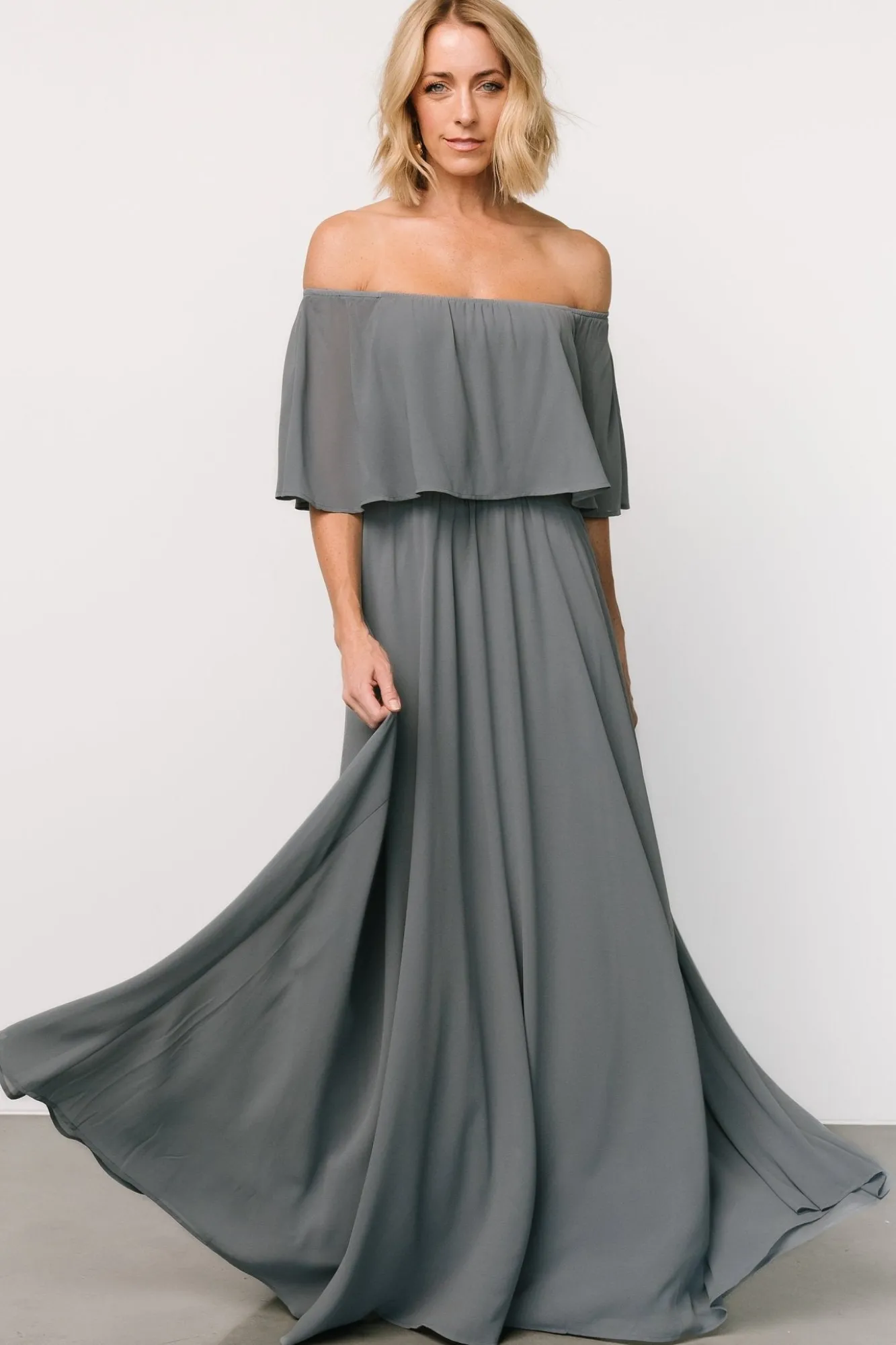 Baltic Born Sonia Off Shoulder Maxi Dress | Dusty Blue