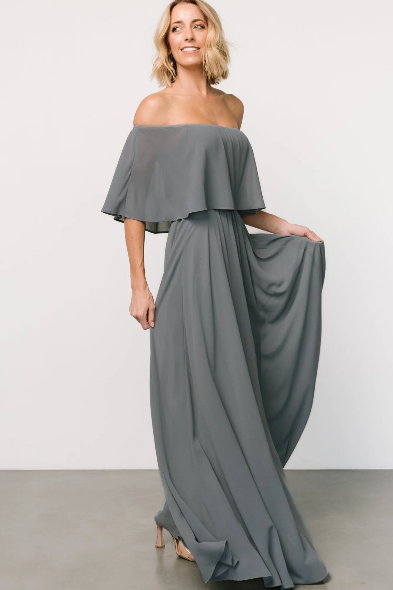Baltic Born Sonia Off Shoulder Maxi Dress | Dusty Blue