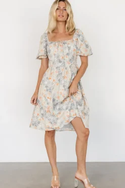 Baltic Born Sonnet Short Dress | Dusty Blue Print