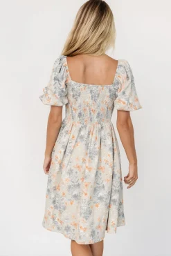Baltic Born Sonnet Short Dress | Dusty Blue Print