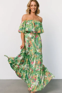 Baltic Born Sonoma Off Shoulder Maxi Dress | Green Multi