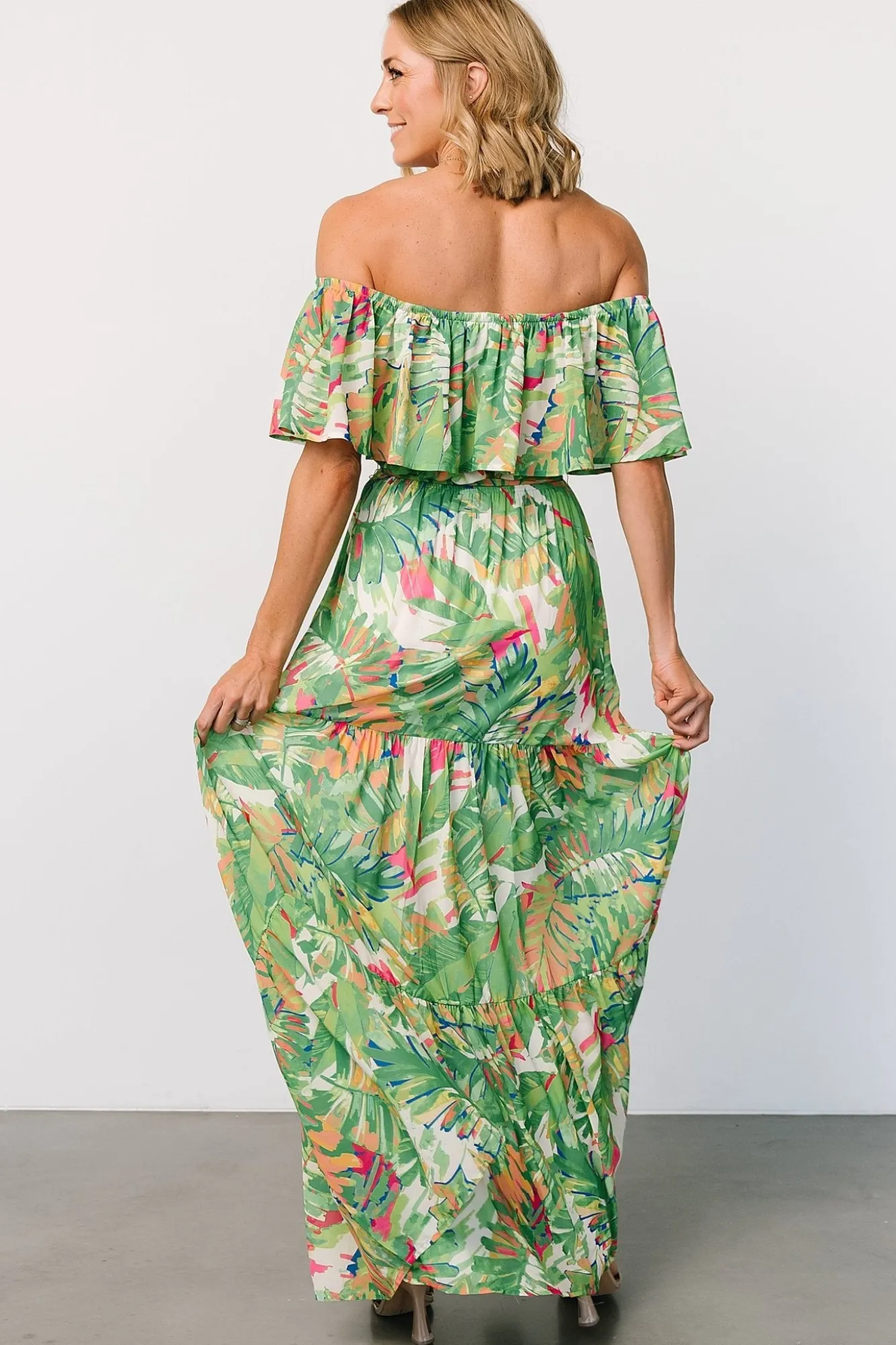 Baltic Born Sonoma Off Shoulder Maxi Dress | Green Multi