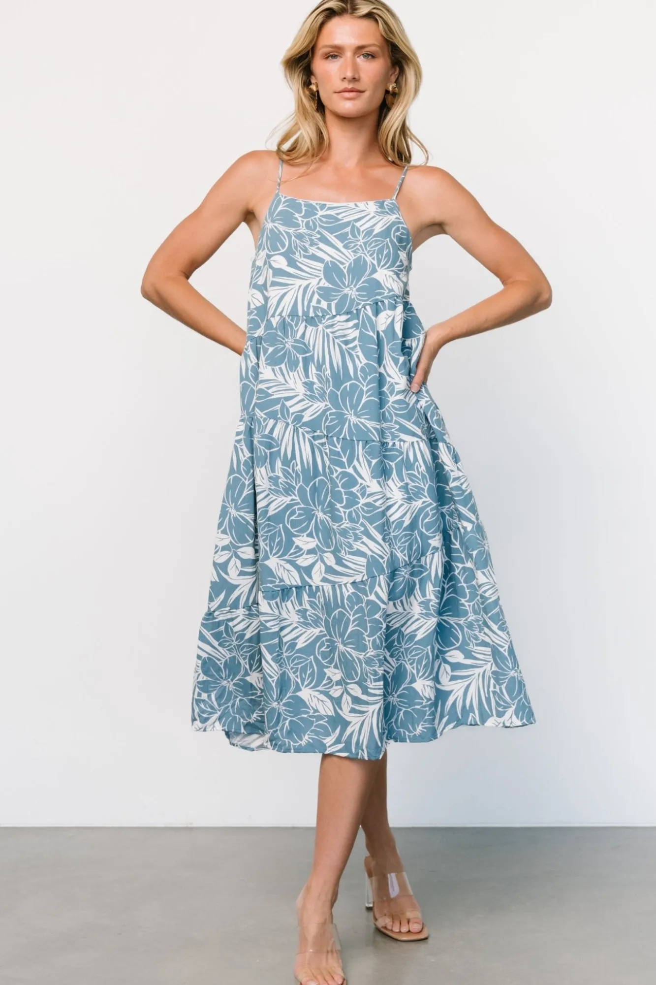 Baltic Born Sonora Midi Dress | Dusty Blue Print