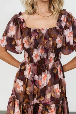 Baltic Born Southampton Smocked Maxi Dress | Brown Floral