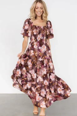 Baltic Born Southampton Smocked Maxi Dress | Brown Floral