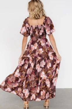 Baltic Born Southampton Smocked Maxi Dress | Brown Floral