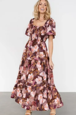 Baltic Born Southampton Smocked Maxi Dress | Brown Floral