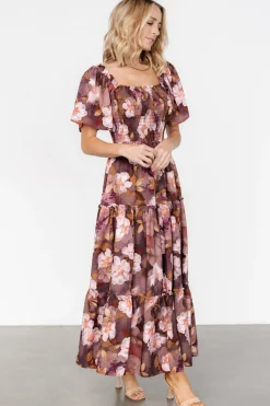 Baltic Born Southampton Smocked Maxi Dress | Brown Floral
