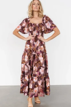 Baltic Born Southampton Smocked Maxi Dress | Brown Floral