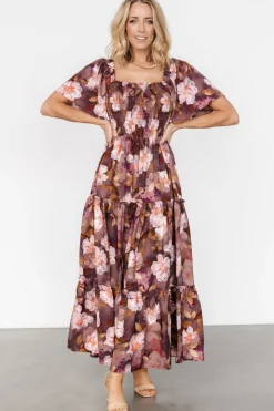 Baltic Born Southampton Smocked Maxi Dress | Brown Floral