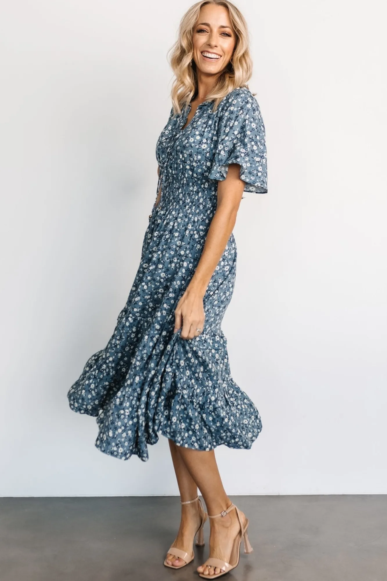 Baltic Born Spell Boho Midi Dress | Blue Floral
