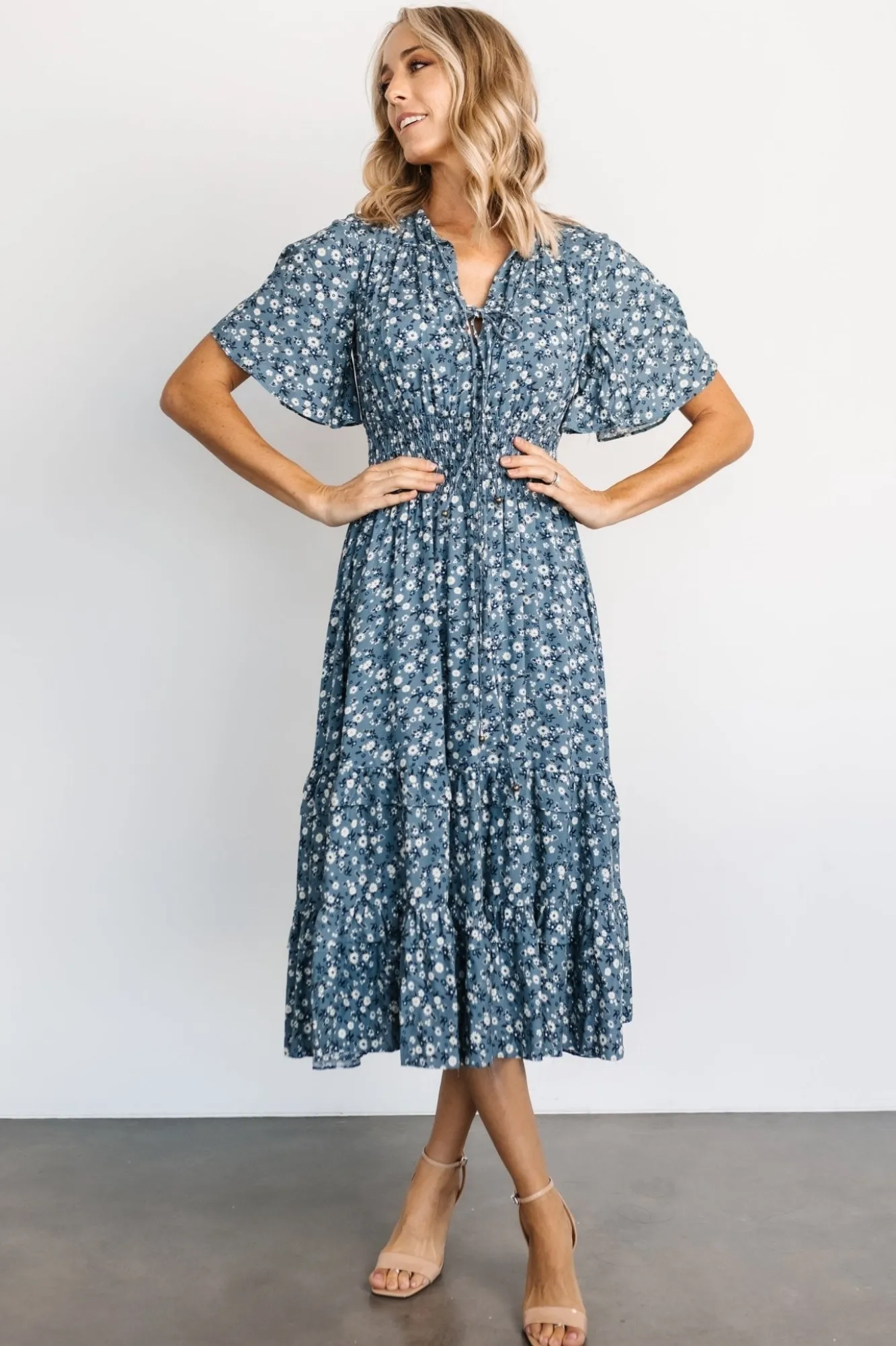 Baltic Born Spell Boho Midi Dress | Blue Floral