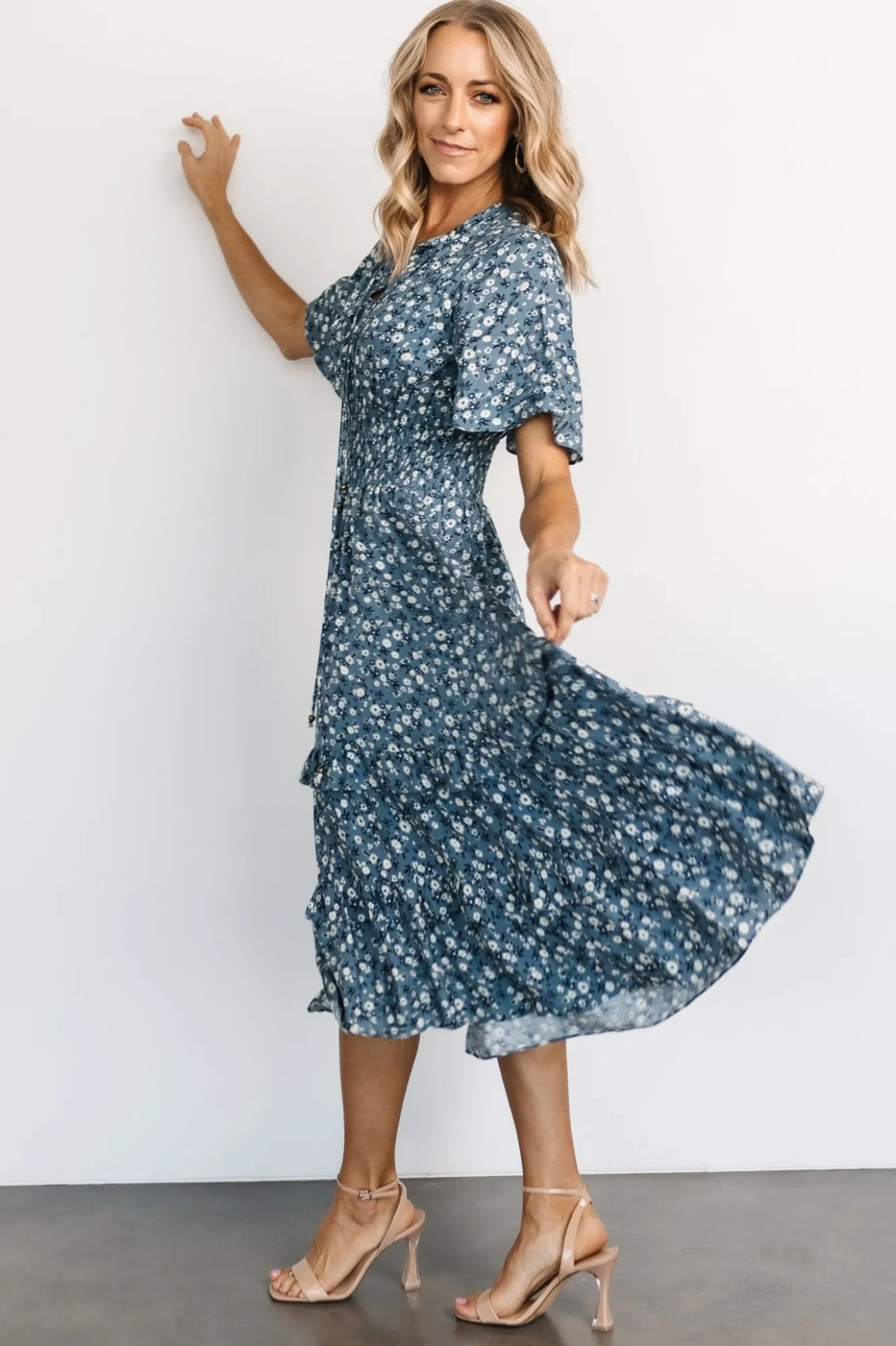Baltic Born Spell Boho Midi Dress | Blue Floral