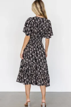 Baltic Born Spell Boho Midi Dress | Black + Taupe Floral