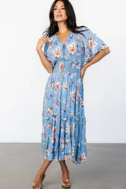 Baltic Born Spell Boho Midi Dress | Blue + Peach Floral