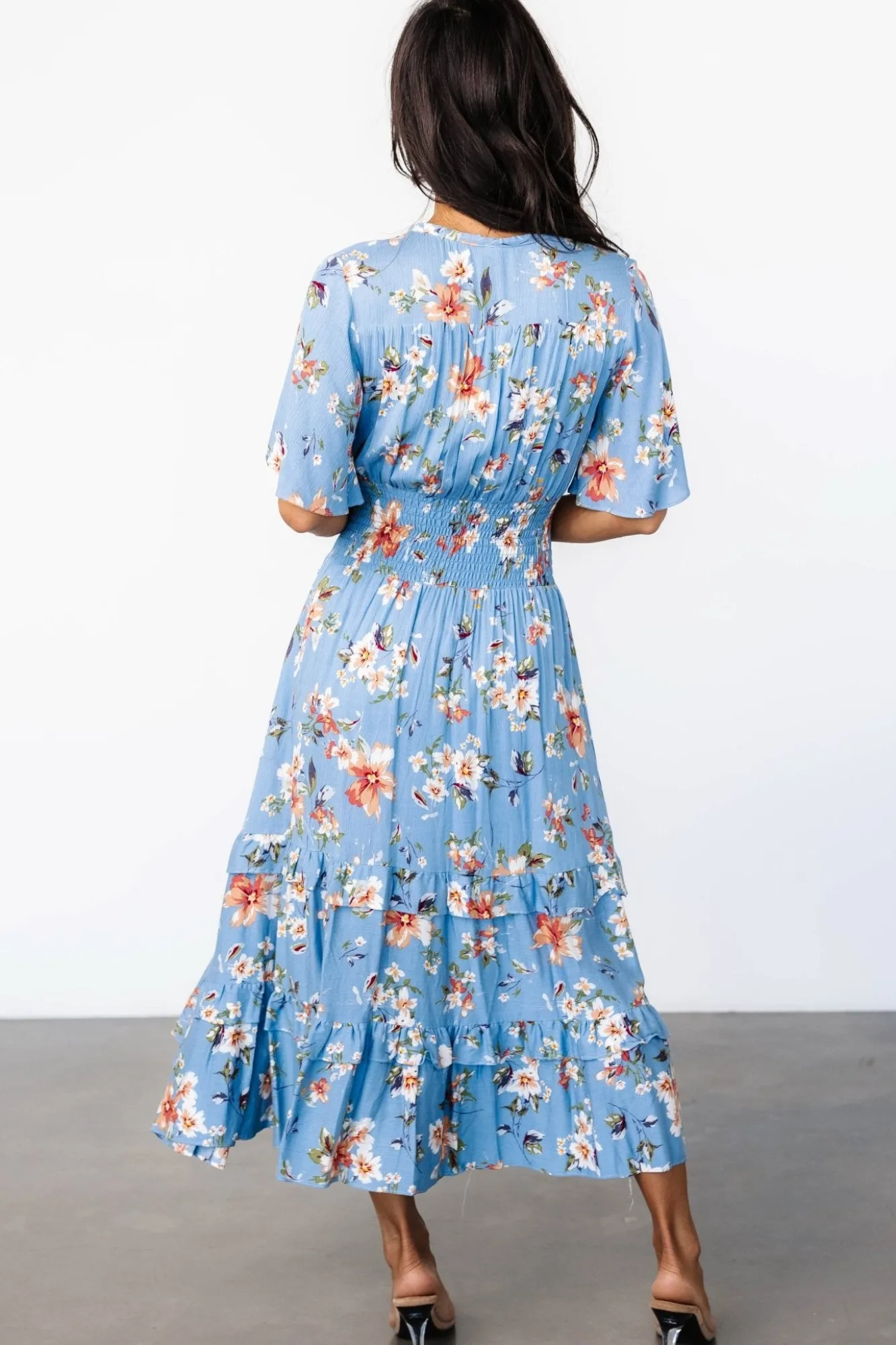 Baltic Born Spell Boho Midi Dress | Blue + Peach Floral