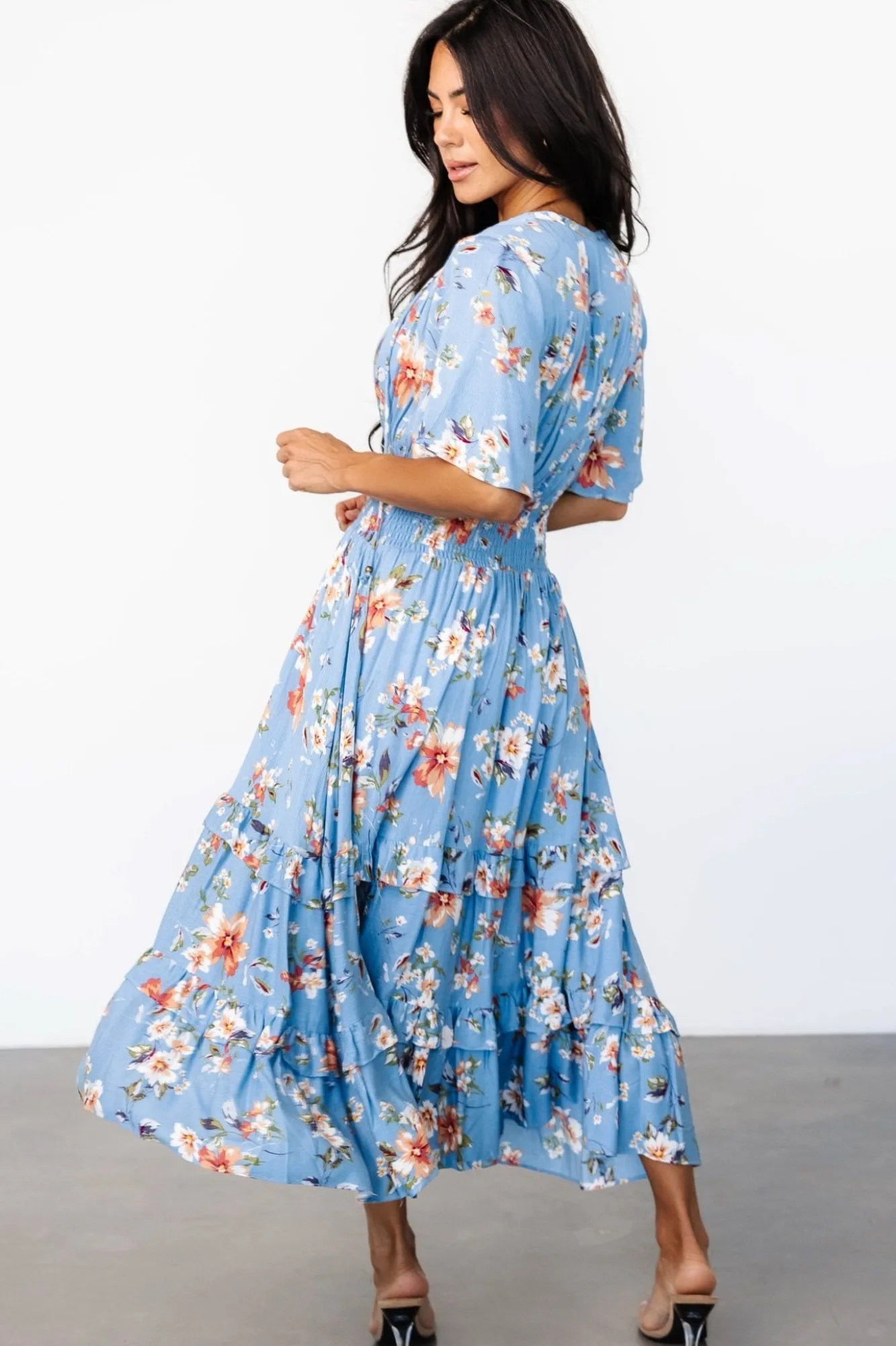 Baltic Born Spell Boho Midi Dress | Blue + Peach Floral