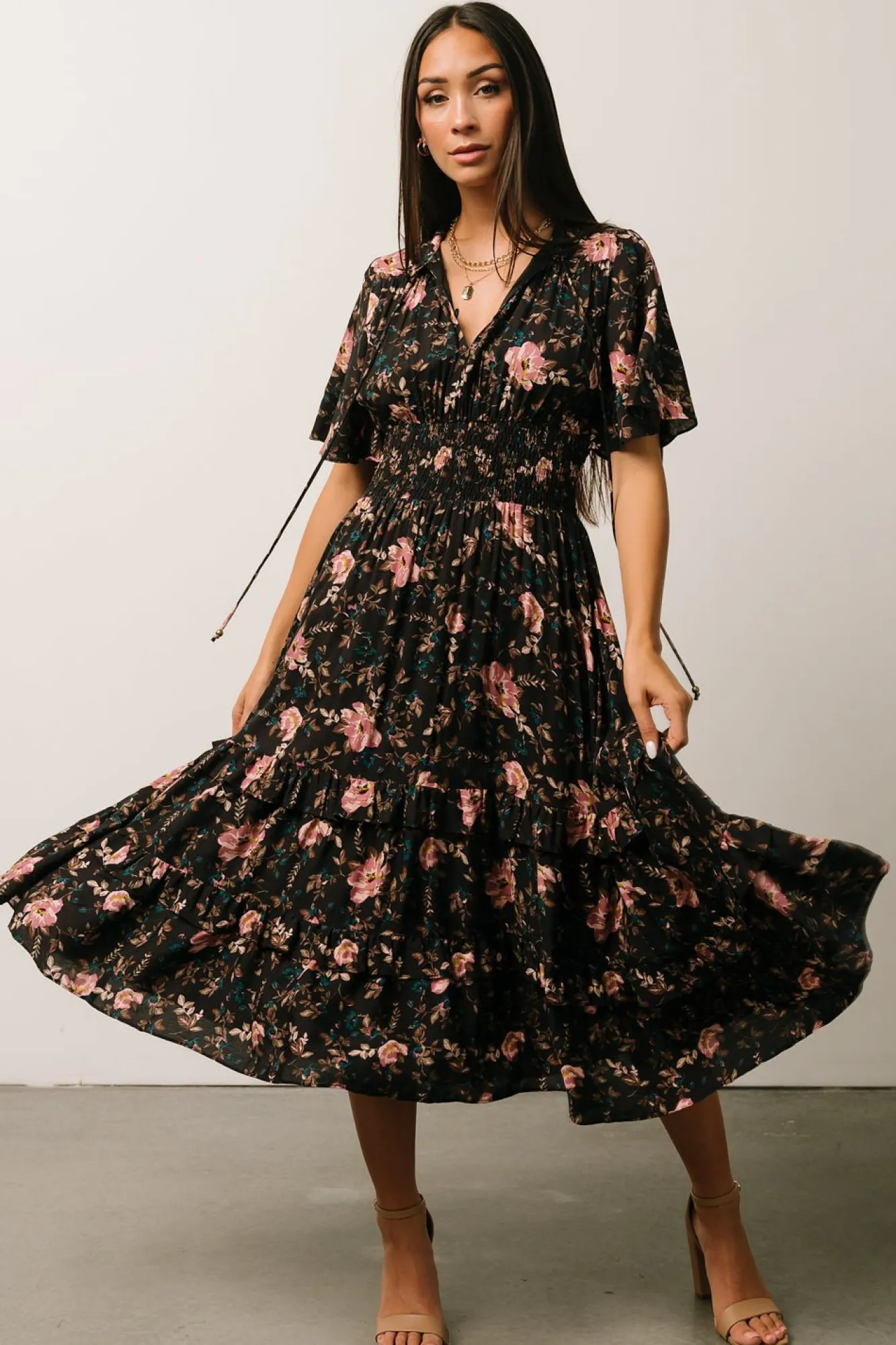 Baltic Born Spell Boho Midi Dress | Midnight Garden