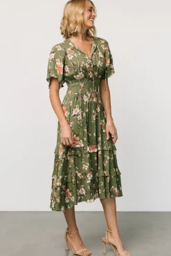 Baltic Born Spell Boho Midi Dress | Olive Floral