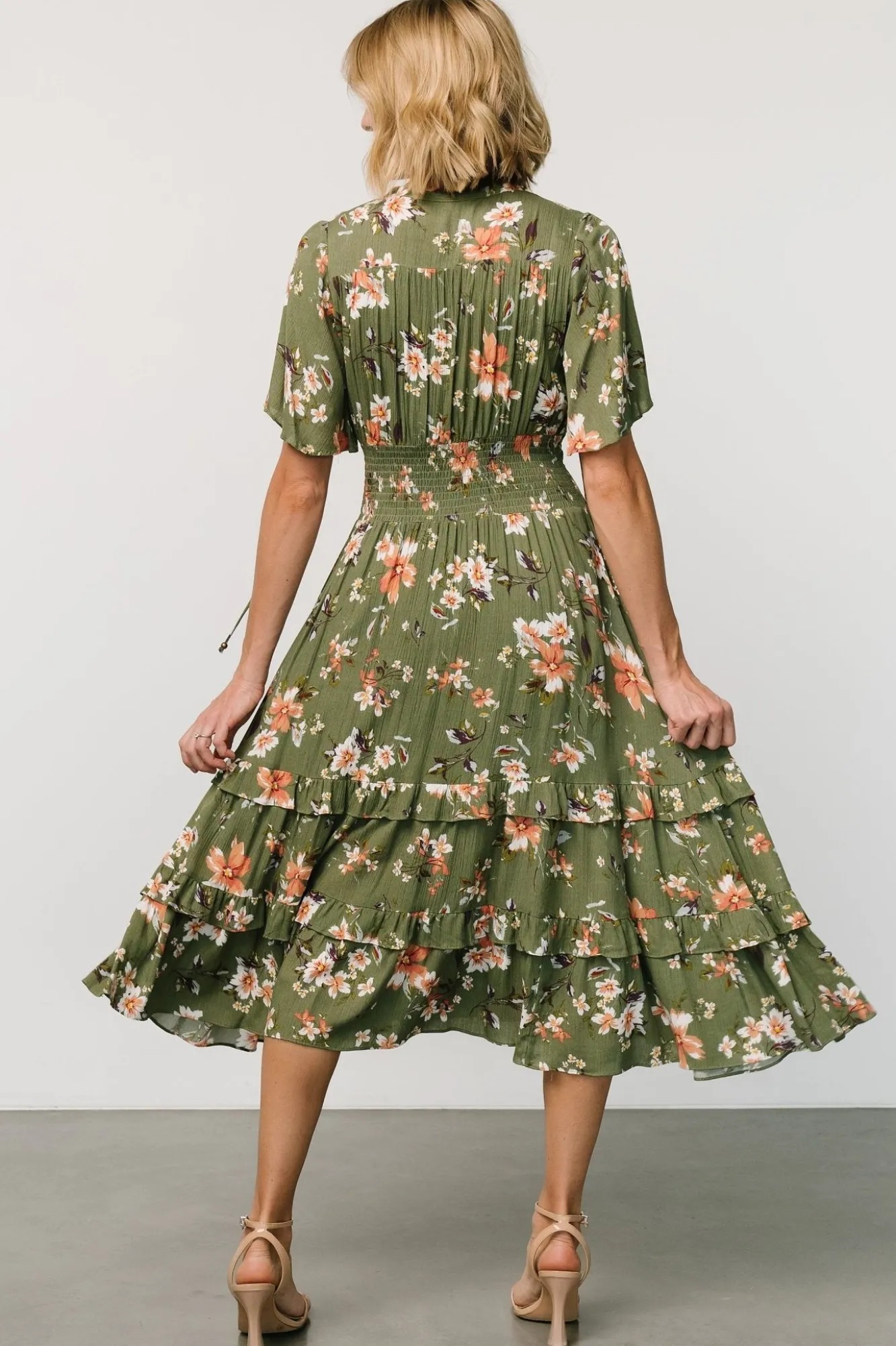 Baltic Born Spell Boho Midi Dress | Olive Floral
