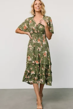 Baltic Born Spell Boho Midi Dress | Olive Floral
