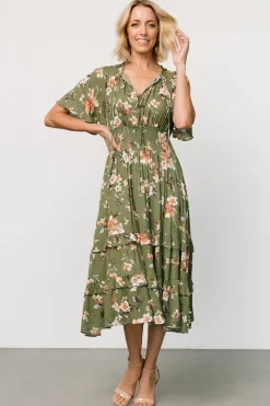 Baltic Born Spell Boho Midi Dress | Olive Floral