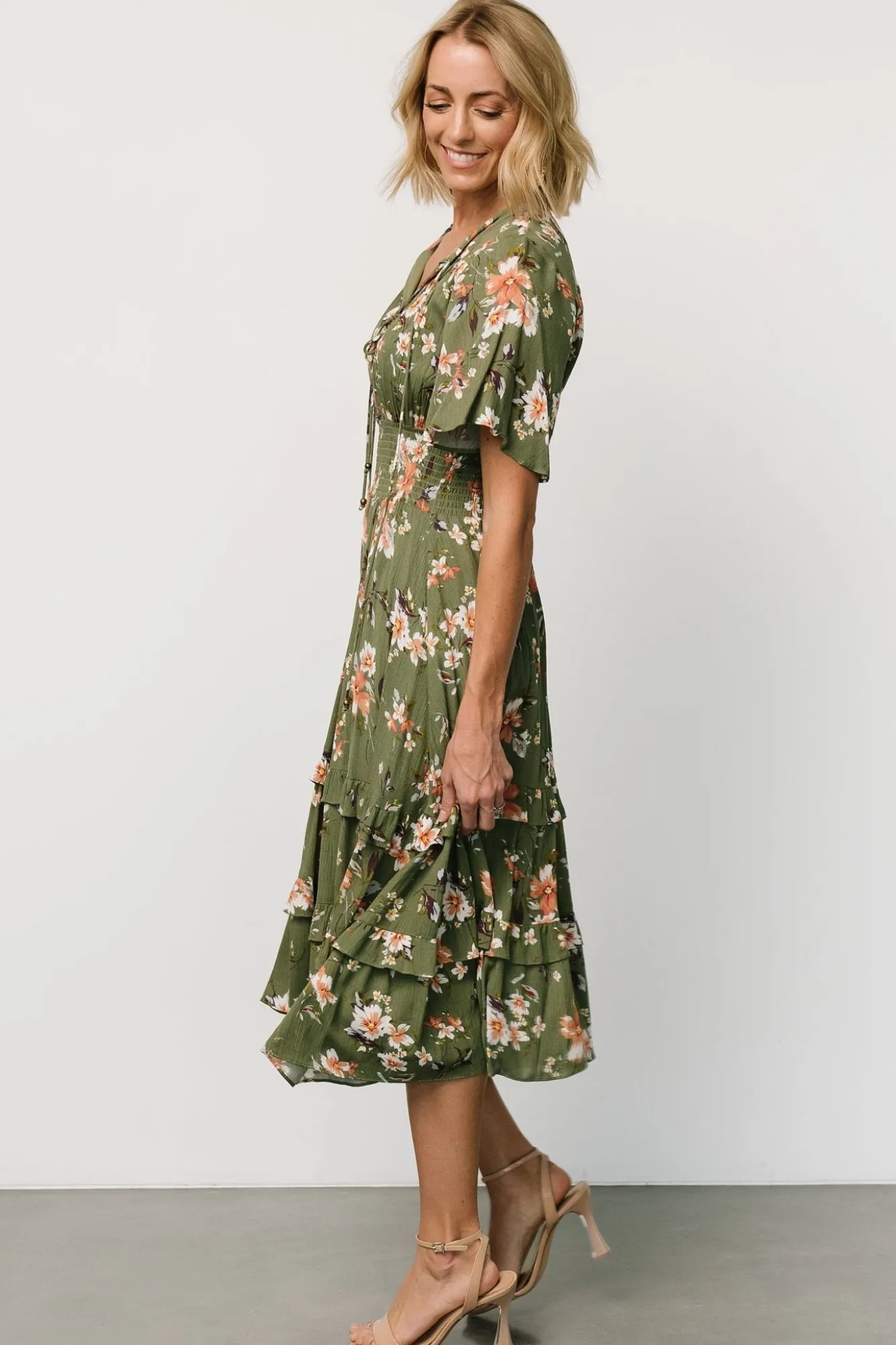 Baltic Born Spell Boho Midi Dress | Olive Floral