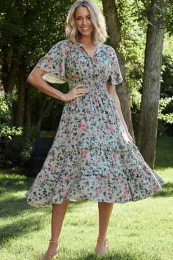 Baltic Born Spell Boho Midi Dress | Sage + Pink Floral