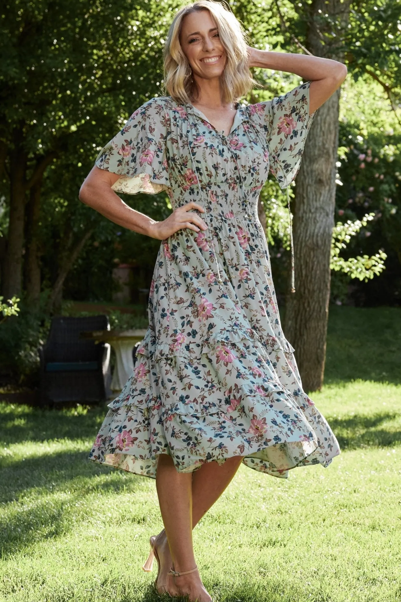 Baltic Born Spell Boho Midi Dress | Sage + Pink Floral