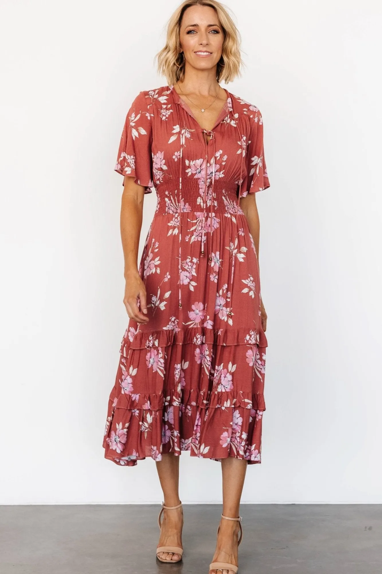 Baltic Born Spell Boho Midi Dress | Terracotta Floral