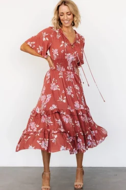 Baltic Born Spell Boho Midi Dress | Terracotta Floral