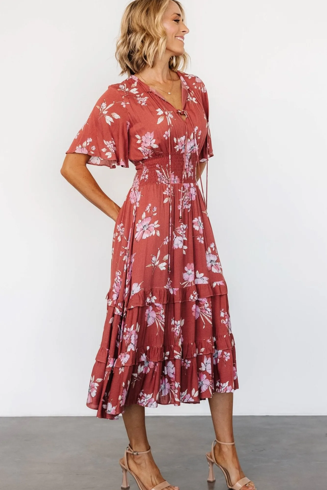 Baltic Born Spell Boho Midi Dress | Terracotta Floral