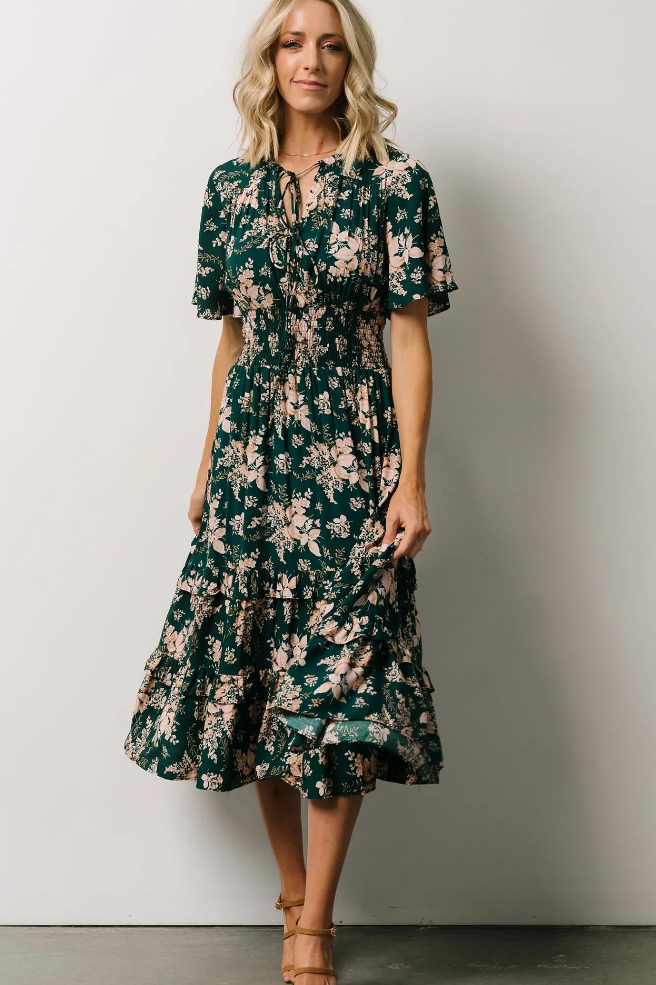 Baltic Born Spell Boho Midi Dress | Topaz + Blush Floral