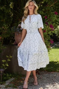 Baltic Born Spell Boho Midi Dress | White + Sage
