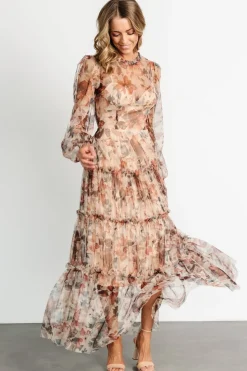 Baltic Born Stephanie Tiered Maxi Dress | Taupe Floral
